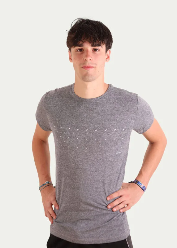 Camiseta Hitech em 100% Poliamida Tecnodry Cinza Mescla Pionieri