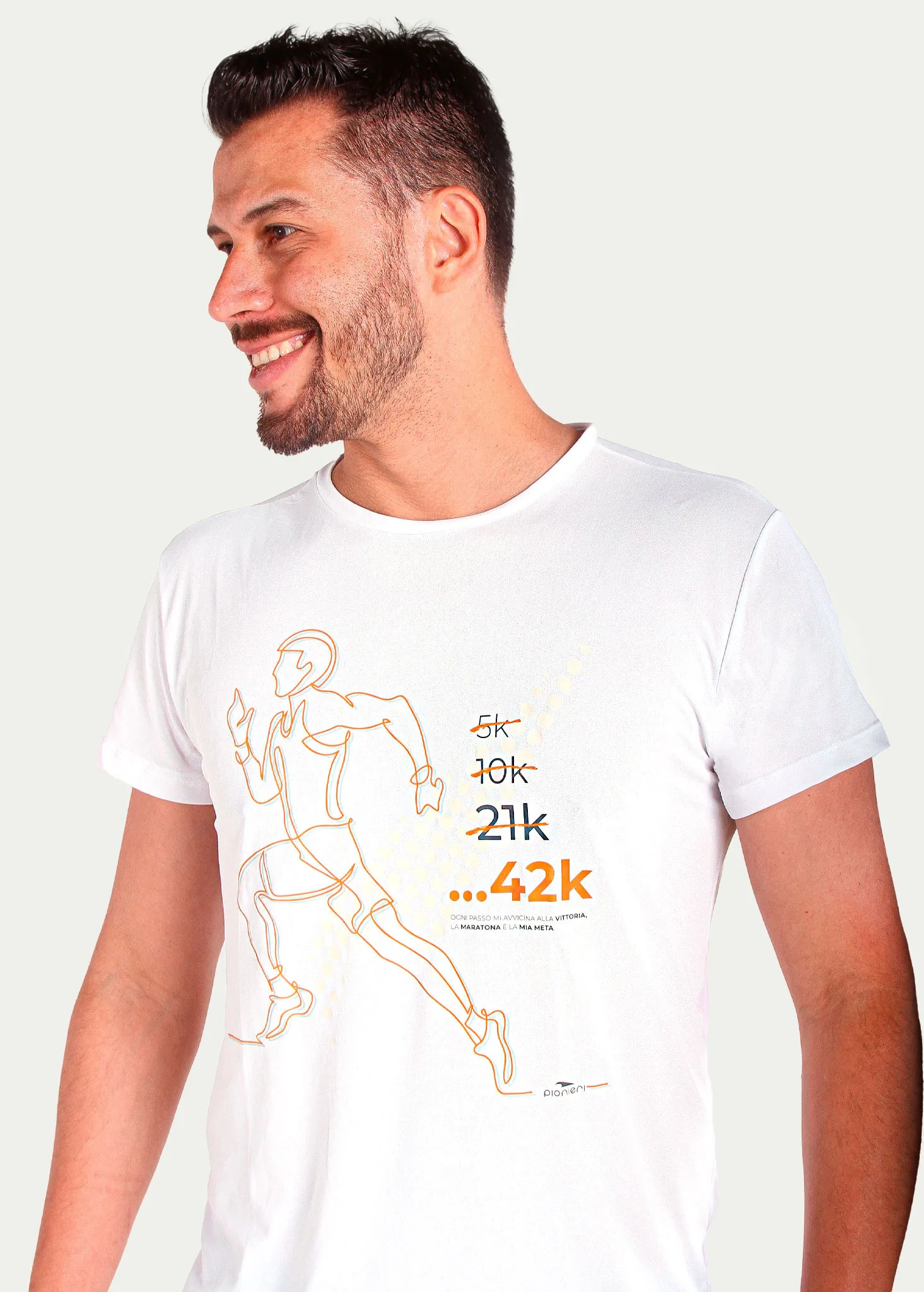 maratona-1-novo2 Camiseta Hitech em 100% Poliamida Branca Tecido Levissimo Pionieri