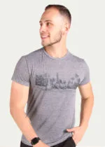 Camiseta toque gelado Poliamida - Paisagem - Cinza Mescla