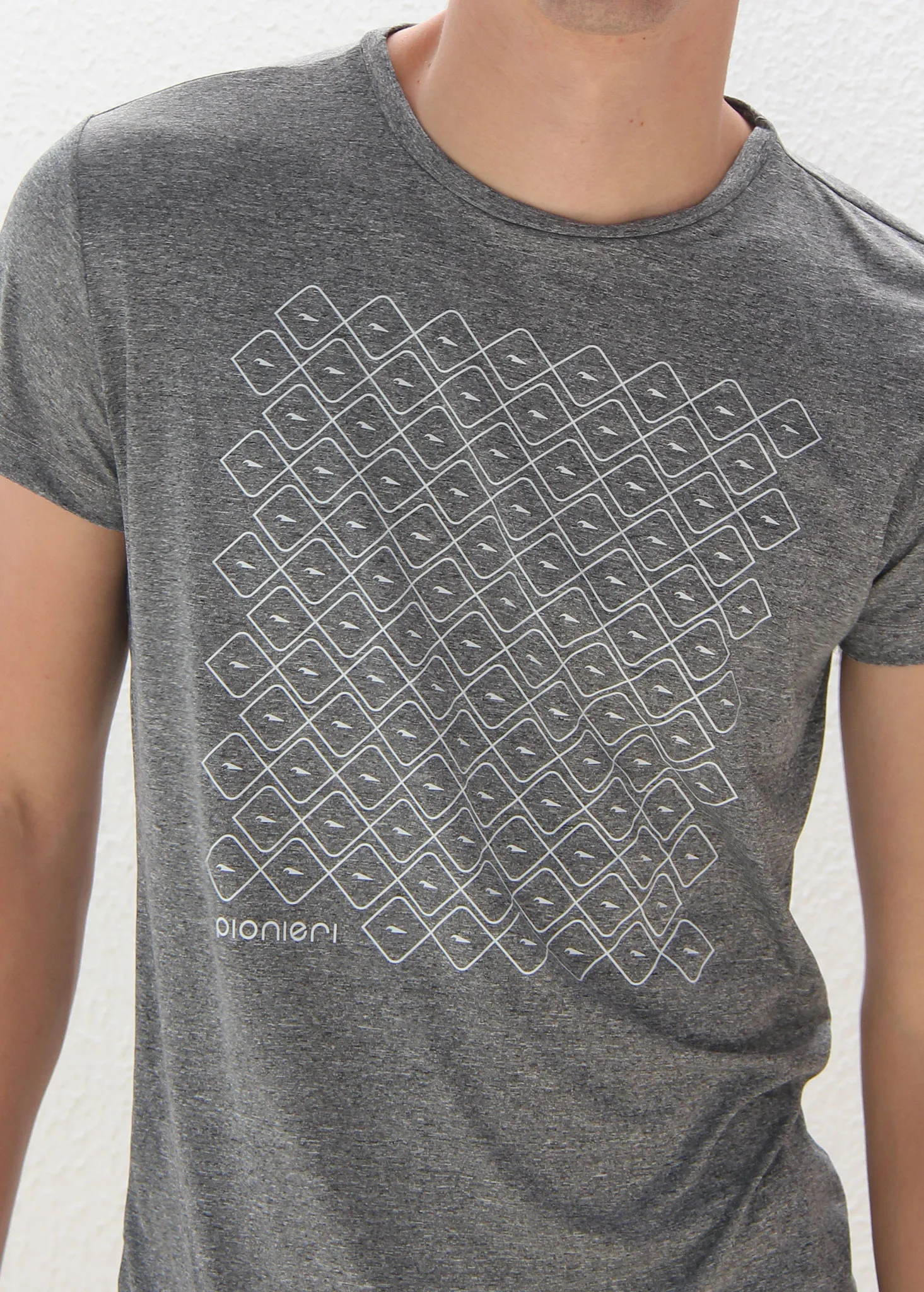 Camiseta Hitech toque gelado Poliamida - Pionieri Pattern Fish - Cinza Mescla - Image 2