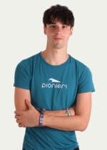 Camiseta em Poliamida Antiodor - Pionieri Logotipo - Verde Turquesa