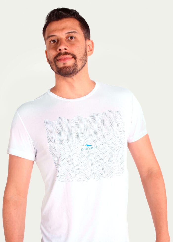 Camiseta Hitech em 100% Poliamida Branca Tecido Levissimo Pionieri