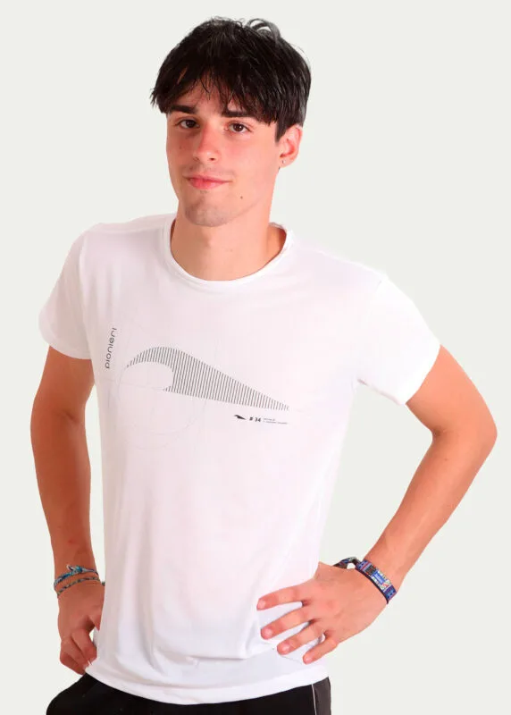 Camiseta Hitech em 100% Poliamida Branca Tecido Levissimo Pionieri