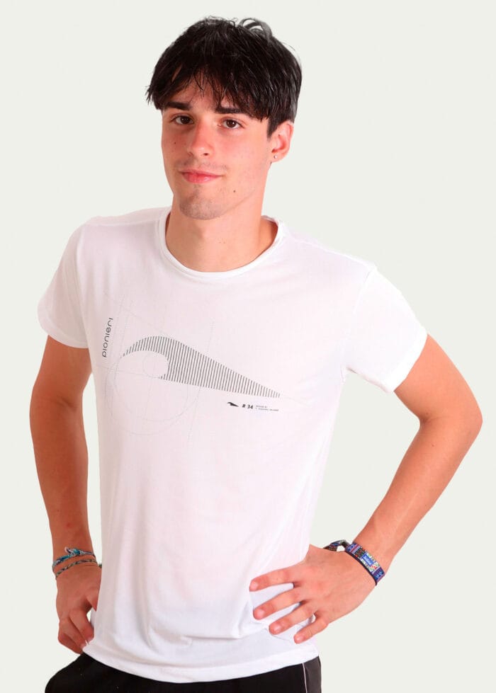 Camiseta Hitech em 100% Poliamida Branca Tecido Levissimo Pionieri