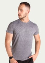 Camiseta Hitech toque gelado Poliamida - Pionieri Grafismo Hexagonal - Cinza Mescla