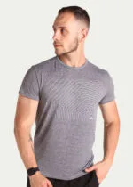 Camiseta Hitech toque gelado Poliamida - Pionieri Grafismo Hexagonal - Cinza Mescla