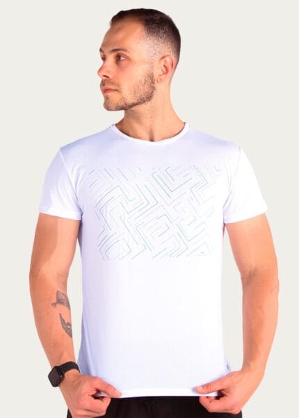 Camiseta Hitech em 100% Poliamida Branca Tecido Levissimo Pionieri