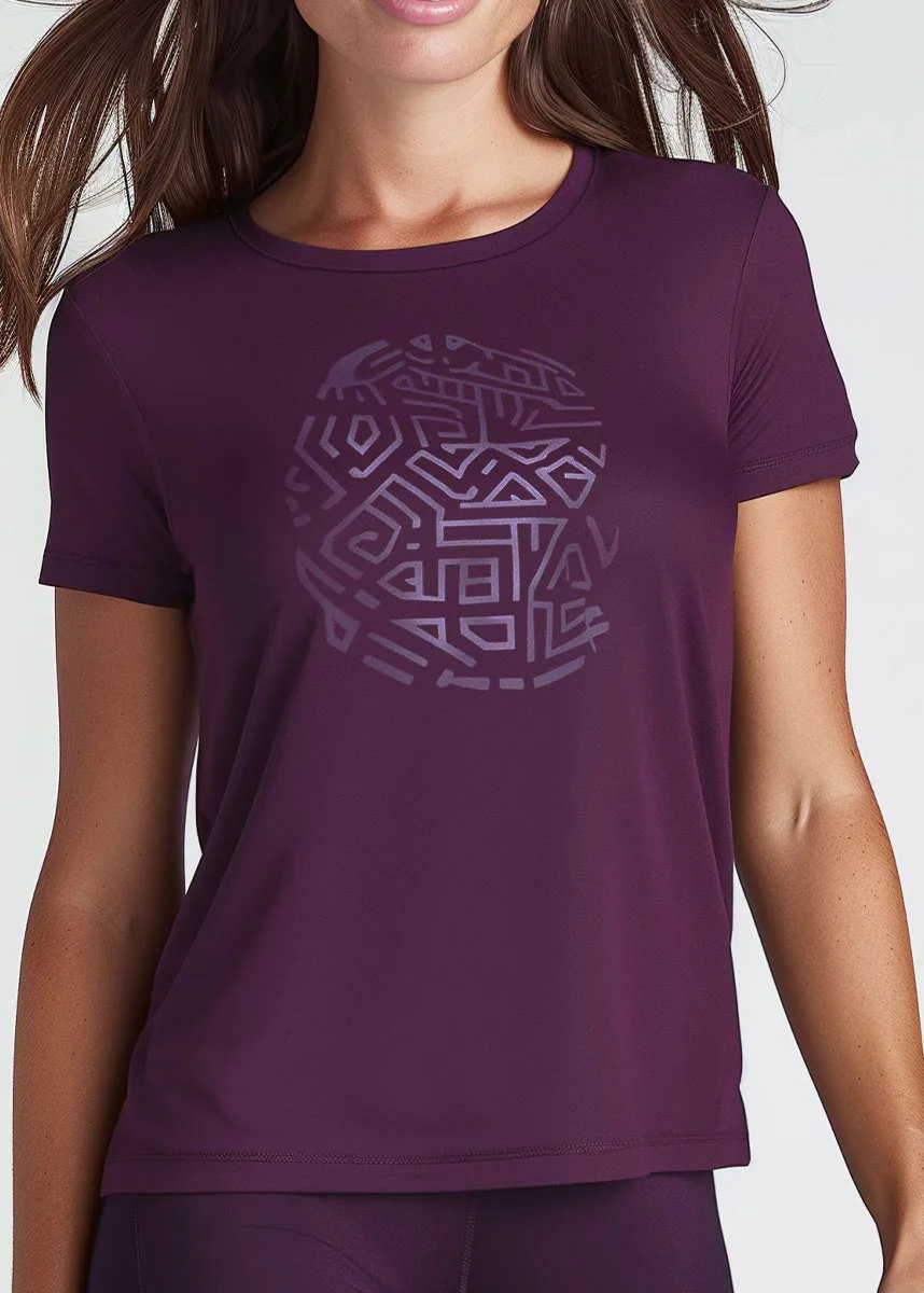 Camiseta Feminina em Poliamida Antiodor - Pionieri Tribal Roxo - Image 2