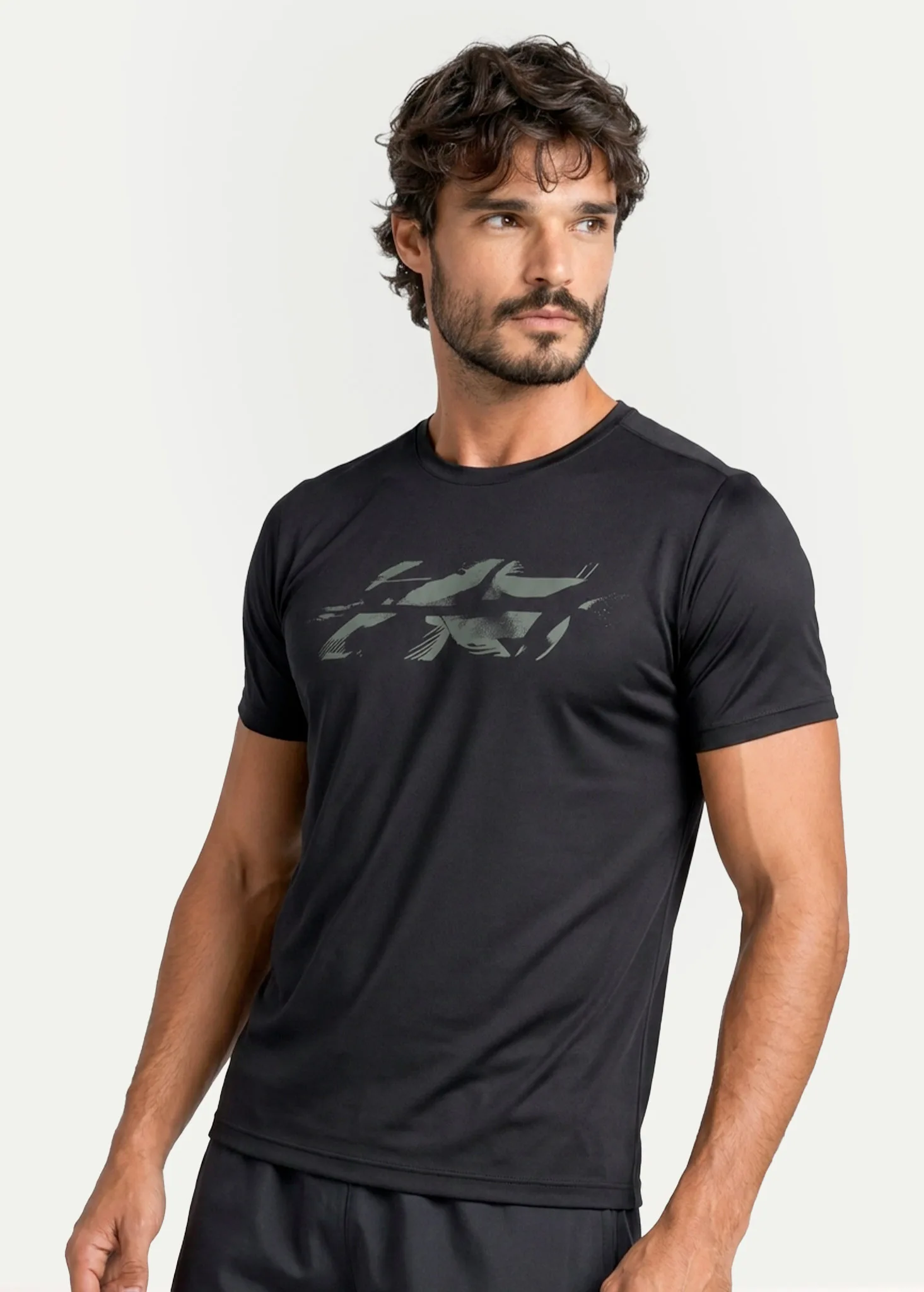 enigma1 Camiseta Hitech em 100% Poliamida Preta Tecido Levissimo Pionieri